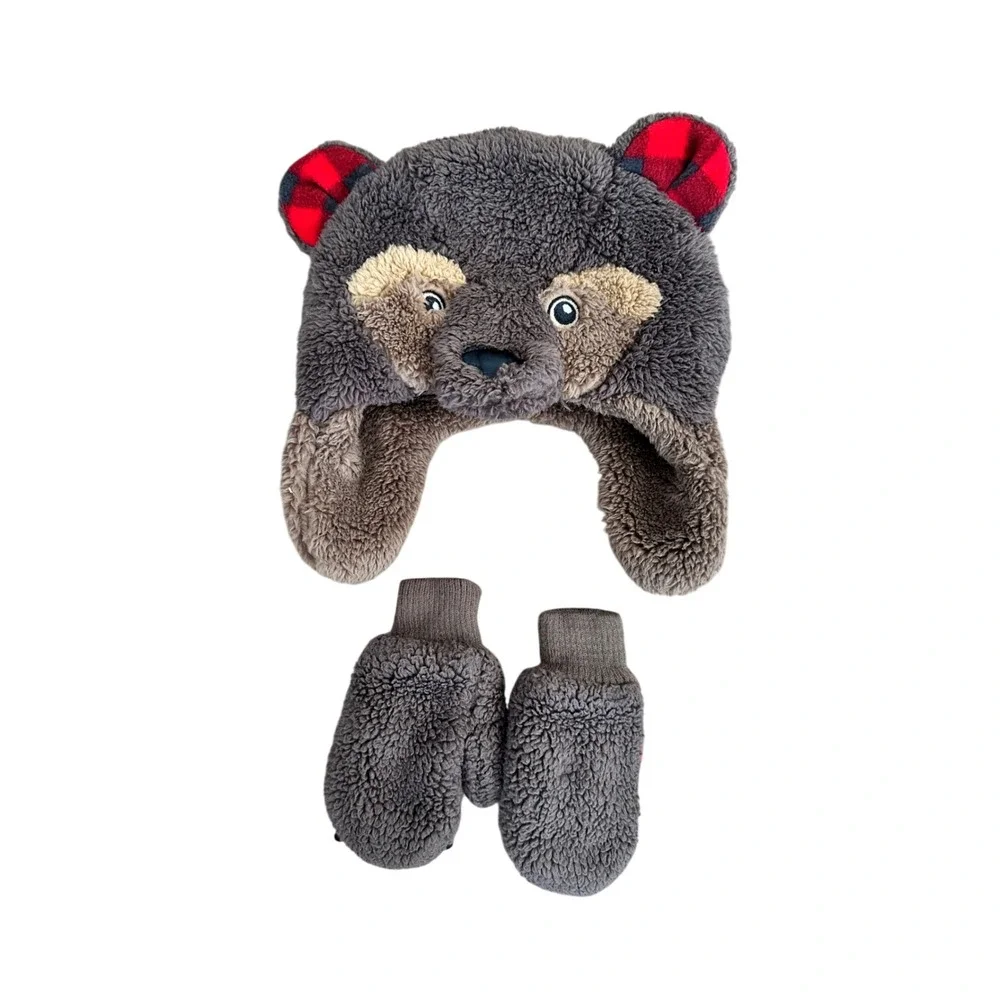 Baby Gap Bear Hat and Mittens‎ Set Toddler Size XS/S